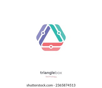 Colorful triangle hexagon technology logo