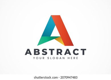 colorful triangle letter a logo template