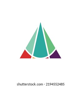 Colorful Triangle Logo With Abstract Rocket Inside. Logo For Industry, Aerospace, Company, Technology, Apps, Business, Event, And Organization.