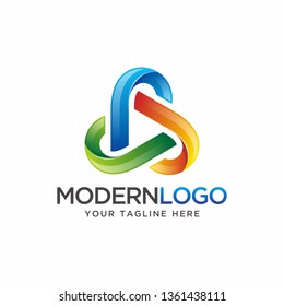 colorful triangle logo design with gradient color