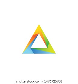 colorful triangle logo design, line art triangle logo, play icon, music player, letter a logo, abstract triangle