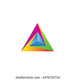 colorful triangle logo design, line art triangle logo, play icon, music player, letter a logo, abstract triangle