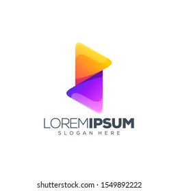 colorful triangle logo design vector illustration