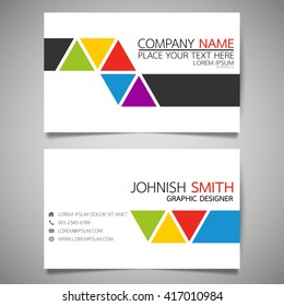 Colorful triangle modern creative and clean business card, simple template vector design