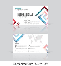 Colorful triangle modern creative and clean business card, simple template vector design - set template. 