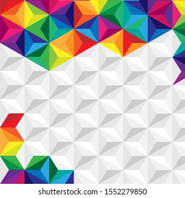 Colorful triangle on white polygonal triangle geometric 3d texture. Colorful background crystal structure. 3d illustration vector.
