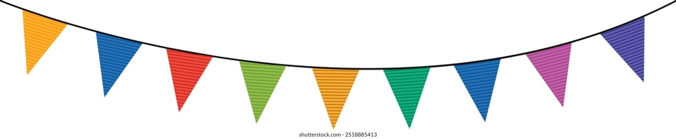 Colorful triangle party flags background, decoration element, Vector illustration, Abstract, Isolated on white background