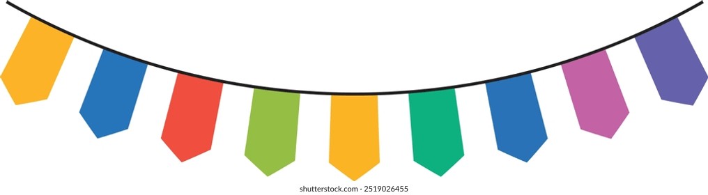 Colorful triangle party flags background, decoration element, Vector illustration, Abstract, Isolated on white background