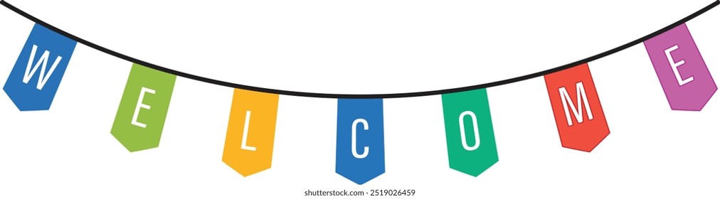 Colorful triangle party flags background, decoration element, Vector illustration, Abstract, Isolated on white background