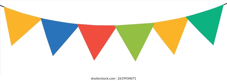 Colorful triangle party flags background, decoration element, Vector illustration, Abstract, Isolated on white background