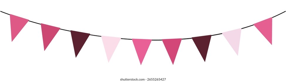 Colorful triangle party flags background collection, decoration element, Vector illustration, Abstract, party flags collection Isolated on white background