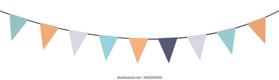 Farbiges Dreieck, Partyfahnen, Hintergrundkollektion, Dekorelement, Vektorgrafik, Abstrakt, Partyfahnen-Kollektion, einzeln auf weißem Hintergrund