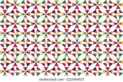 Colorful triangle pattern shaped like an abstract windmill. Tiled vector pattern. Suitable for wallpaper, backdrop, cover, and editable design element.