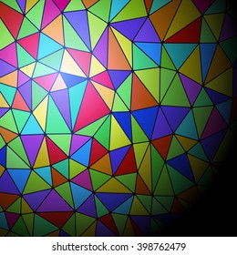 colorful triangle pattern, stained glass texture, mosaic picture, abstract image, vector illustration