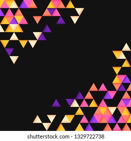 Colorful triangle patterned on black background