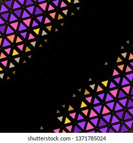 Colorful triangle patterned on black background