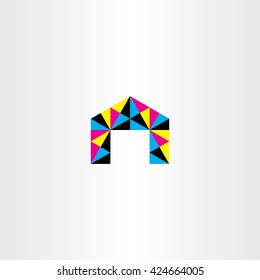 colorful triangle polygon house icon 