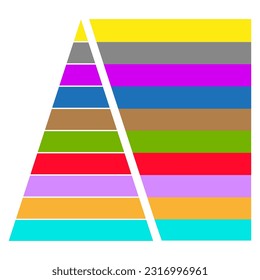 Colorful triangle, pyramid charts banners. Diagram, chart, graphic food. Vector illustration. stock image.