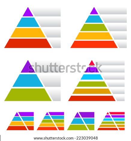Colorful triangle, pyramid charts w/ banners