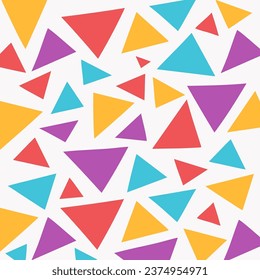 Colorful Triangle Seamless Pattern.A vibrant and playful seamless pattern with colorful triangles on a white background. 