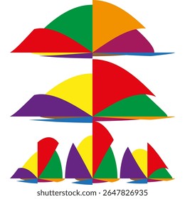 Segmentos de triângulo colorido. Padrão nítido geométrico. Mosaico angular vívido. Formas abstratas vetoriais.