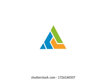 Plantilla de diseño del logotipo de la compañía vectorial de forma triangular colorida