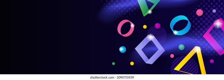 Colorful triangle square circle game icon abstract banner background. Vector abstract graphic design banner pattern background template.