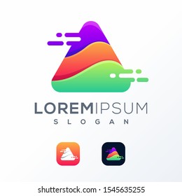 colorful triangle tech logo design ready to use