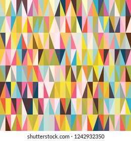 Colorful triangle tiles seamless pattern, vector background.