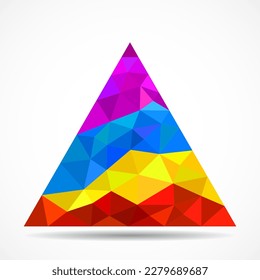 Colorful triangle with triangles on white background. Geometric logo