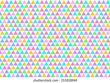 Colorful triangles alternately set offset in rows in a landscape format