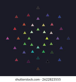 Colorful Triangles Arranged in a Hexagonal Pattern on Dark Background