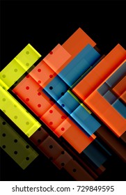 Colorful triangles and arrows on dark background. Vector illustration