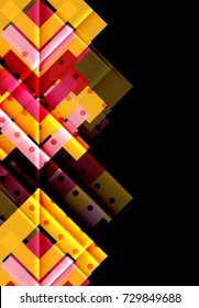 Triángulos coloridos y flechas sobre fondo oscuro. Ilustración del vector