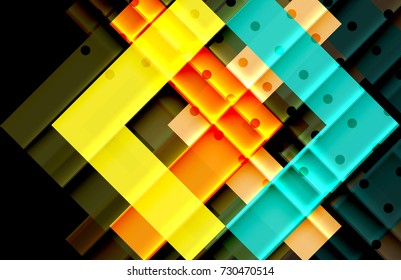Triángulos coloridos y flechas sobre fondo oscuro. Ilustración del vector