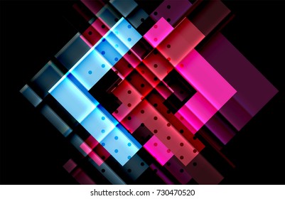 Triángulos coloridos y flechas sobre fondo oscuro. Ilustración del vector