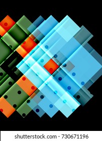 Colorful triangles and arrows on dark background. Vector illustration