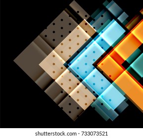 Triángulos coloridos y flechas sobre fondo oscuro. Ilustración del vector