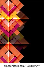 Colorful triangles and arrows on dark background. Vector illustration