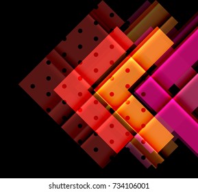 Triángulos coloridos y flechas sobre fondo oscuro. Ilustración del vector