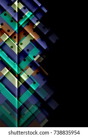 Colorful triangles and arrows on dark background. Vector illustration