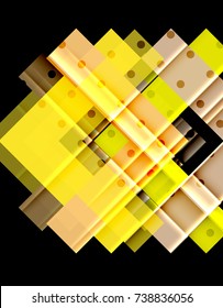 Colorful triangles and arrows on dark background. Vector illustration