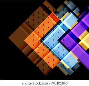 Triángulos coloridos y flechas sobre fondo oscuro. Ilustración del vector