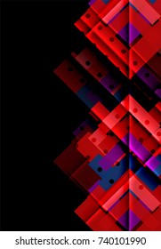Triángulos coloridos y flechas sobre fondo oscuro. Ilustración del vector