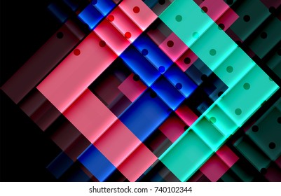 Colorful triangles and arrows on dark background. Vector illustration
