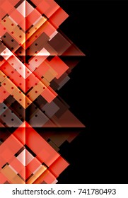 Colorful triangles and arrows on dark background. Vector illustration