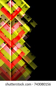 Triángulos coloridos y flechas sobre fondo oscuro. Ilustración del vector