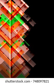 Colorful triangles and arrows on dark background. Vector illustration