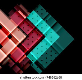Triángulos coloridos y flechas sobre fondo oscuro. Ilustración del vector
