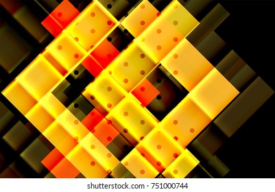 Colorful triangles and arrows on dark background. Vector illustration